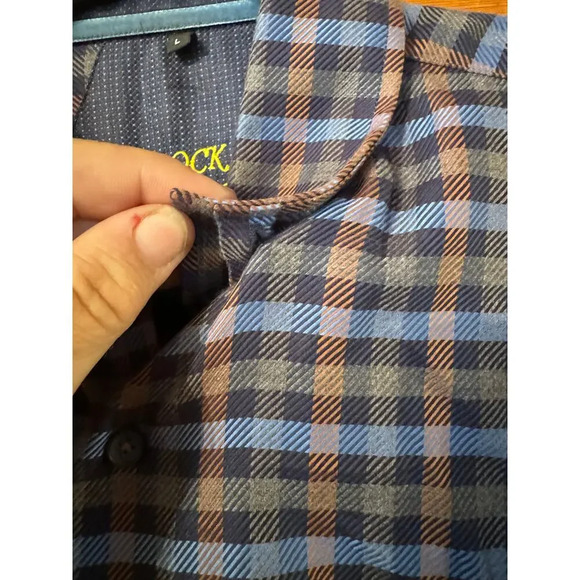 Bullock & Jones Button down L small plaid velvet accent 100% Cotton - Picture 8 of 10